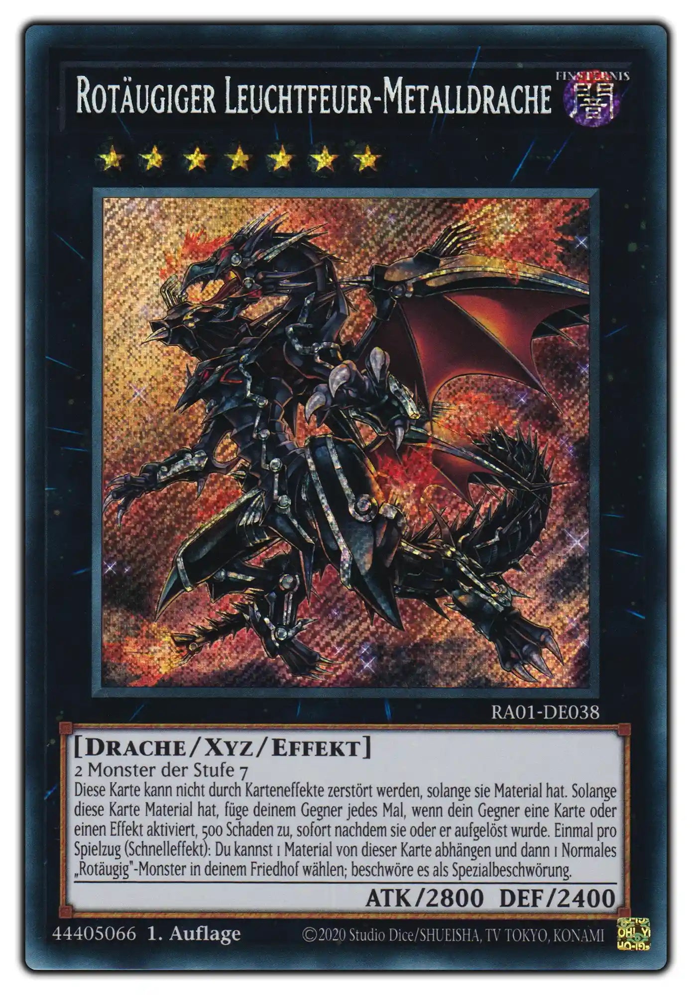 RA01-DE038 Rotäugiger Leuchtfeuer-Metalldrache Secret Rare