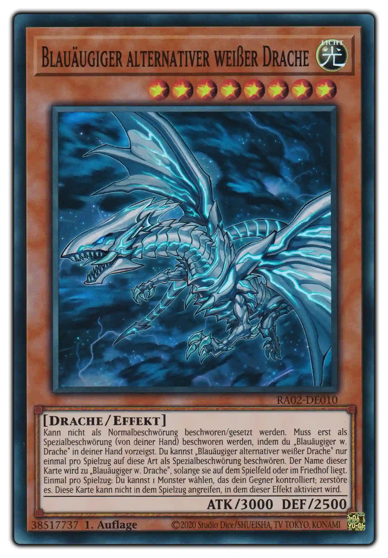 RA02-DE010 Blauäugiger alternativer weißer Drache Super Rare